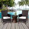 2 Piece Rattan Dining Chairs with Seat Cushions Steel Frame Patio Balcony